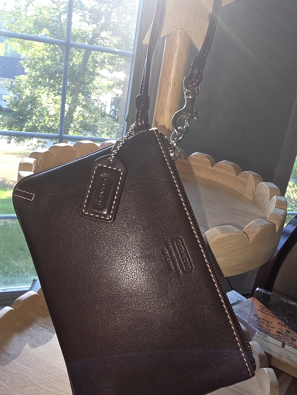 Coach Brown Leather Wristlet Pouch - Picture 7 of 7